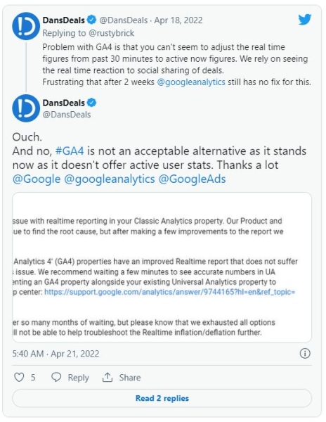 Google: задержки отчетов Universal Analytics в режиме реального времени не будут исправлены Google: задержки отчетов Universal Analytics в режиме реального времени не будут исправлены