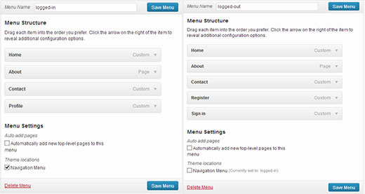 Как создать два разных меню для зарегистрированных и незарегистрированных пользователей в WordPress Как создать два разных меню для зарегистрированных и незарегистрированных пользователей в WordPress