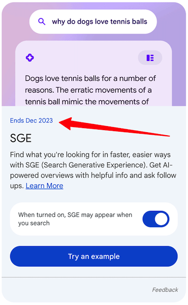 Google убрал дату окончания эксперимента SGE
Google убрал дату окончания эксперимента SGE