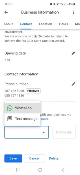 Google тестирует возможность написать бизнесу в Картах через WhatsApp или смс